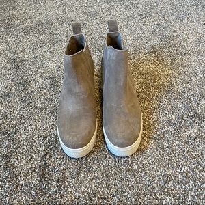 Taupe suede Dolce Vita Clear hidden wedge slip on ankle boot size 9